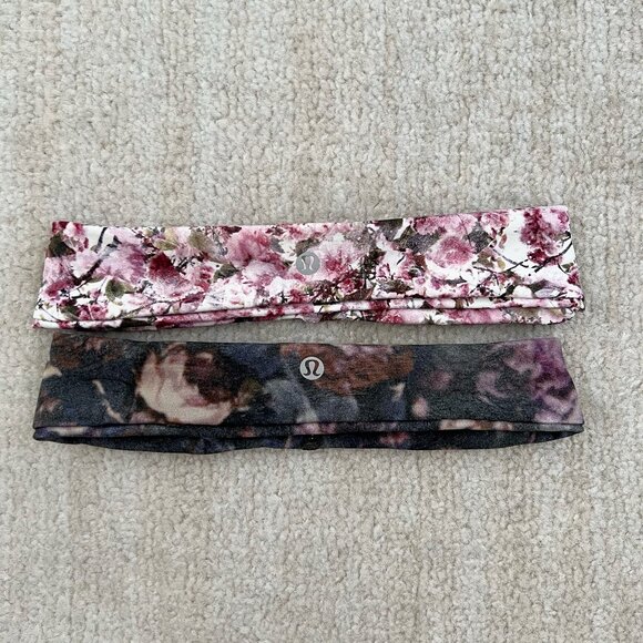 Lululemon Fly Away Tamer Floral Headband Bundle Lot Set - Picture 1 of 7